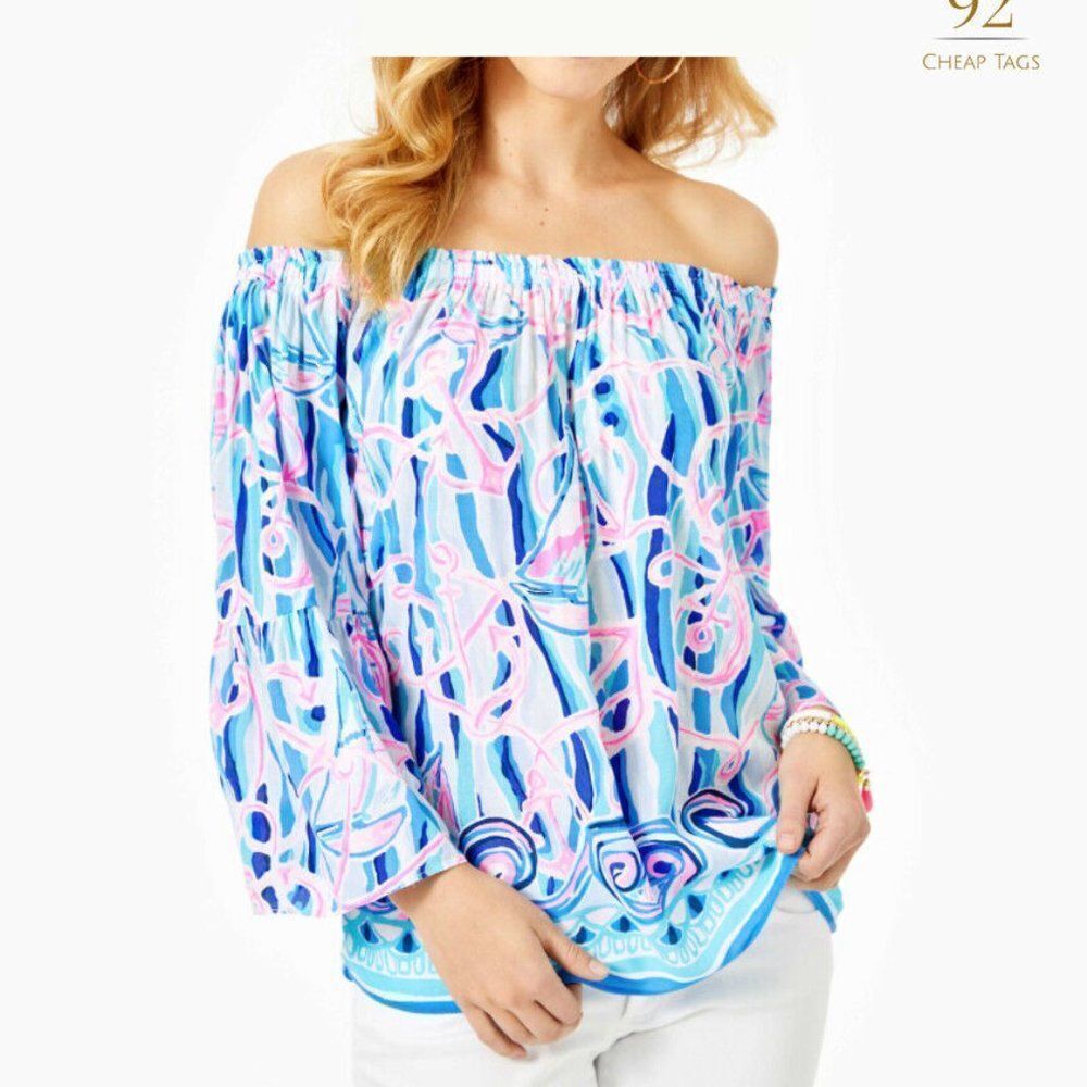 NWT Lilly Pulitzer Nevie Off Shoulder Reel Nauti
